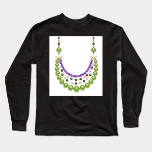 Green Beads ( Mardi Gras Necklaces ) Long Sleeve T-Shirt